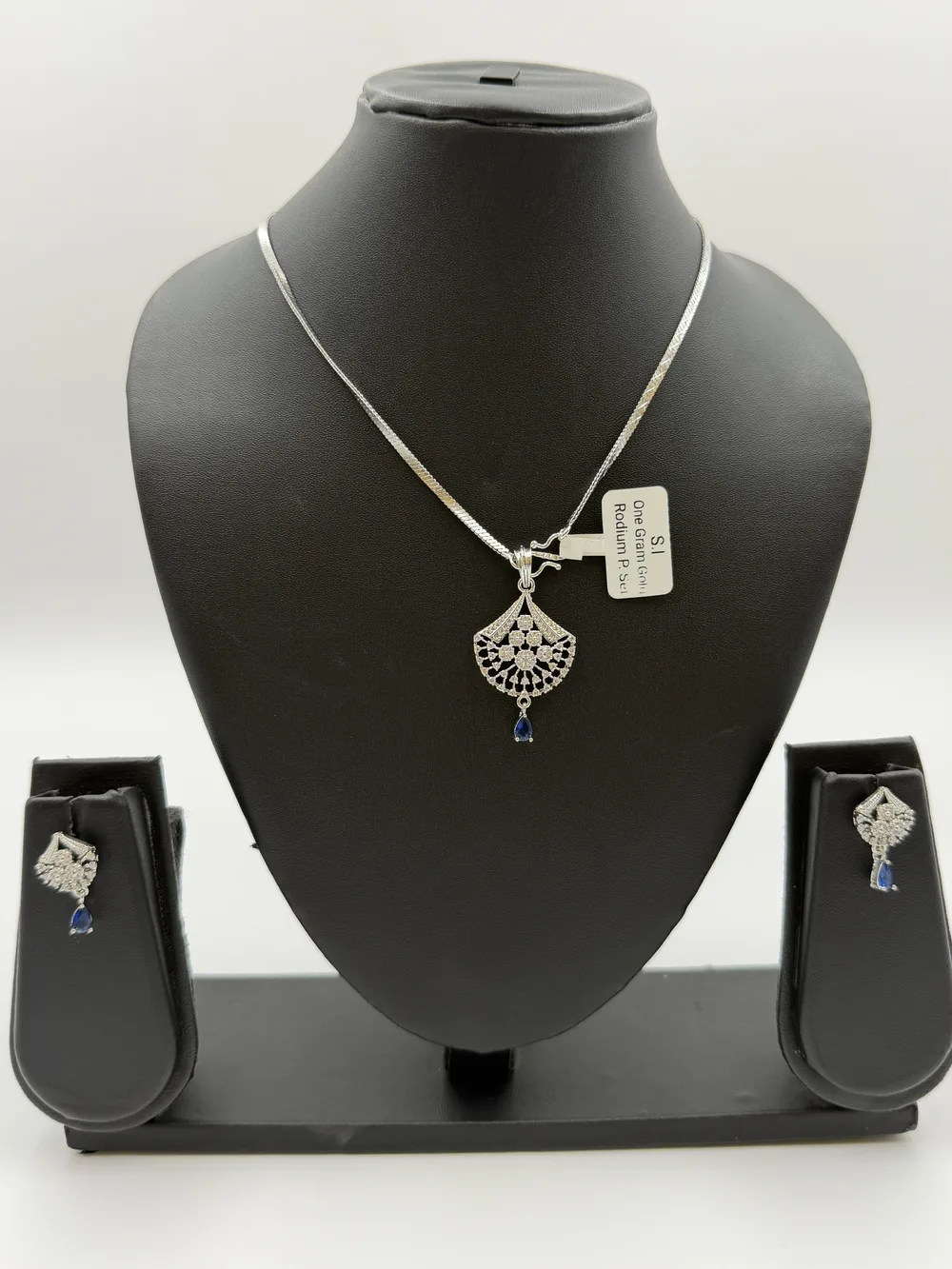 Diamond Rhodium Chain Pendant Set 3